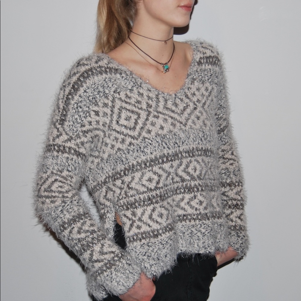 Abercrombie & Fitch Fuzzy V-Neck Sweater